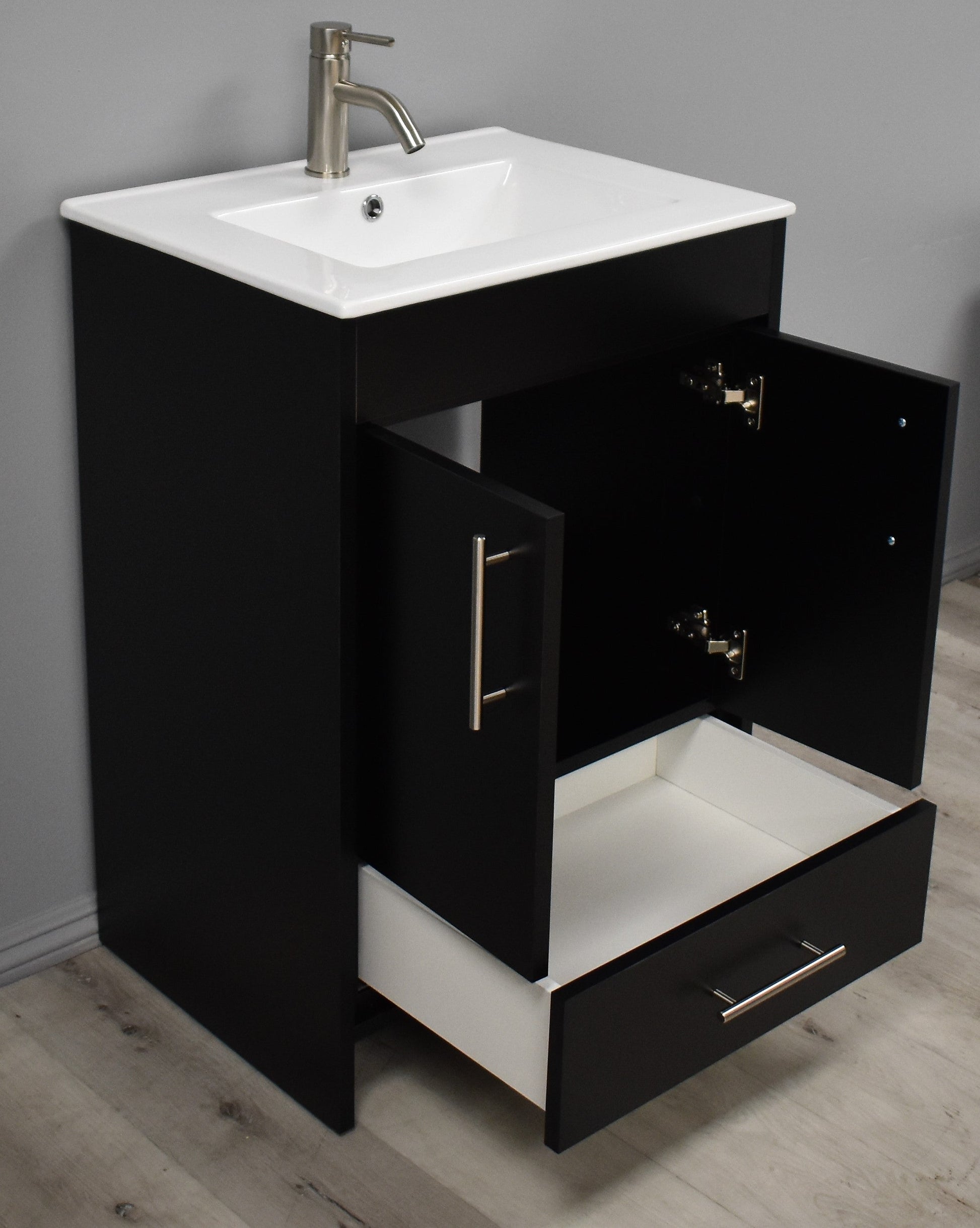 Volpa USA Pacific 24" Modern Black Bathroom Vanity MTD-3124BK-14 AOF