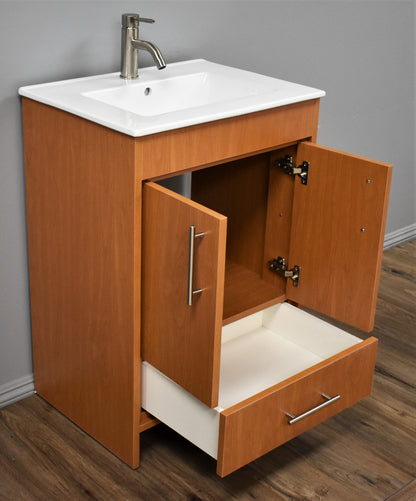 Volpa USA Pacific 24" Modern Honey Maple Bathroom Vanity MTD-3124HM-14 AO