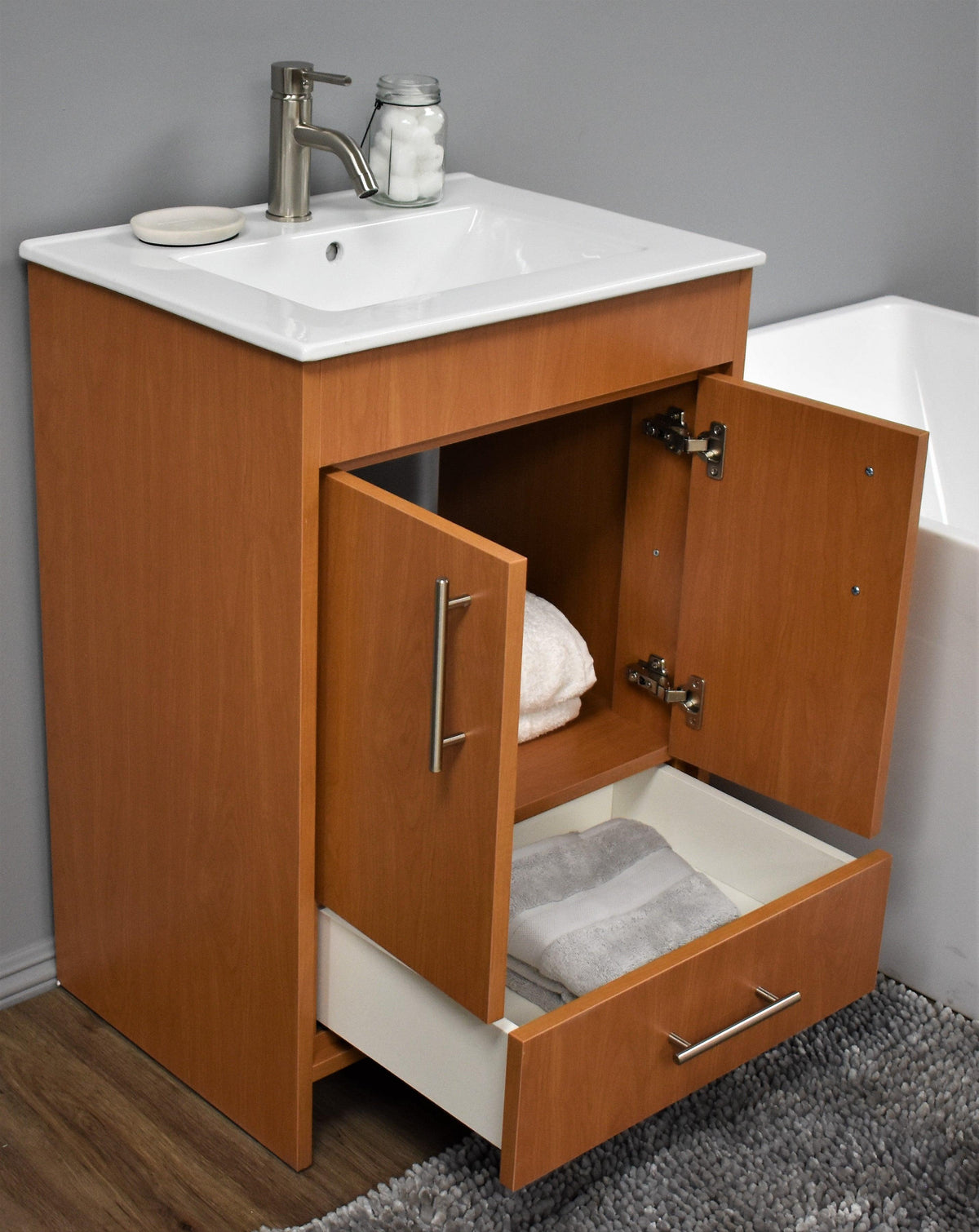 Volpa USA Pacific 24" Modern Honey Maple Bathroom Vanity MTD-3124HM-14 ASO