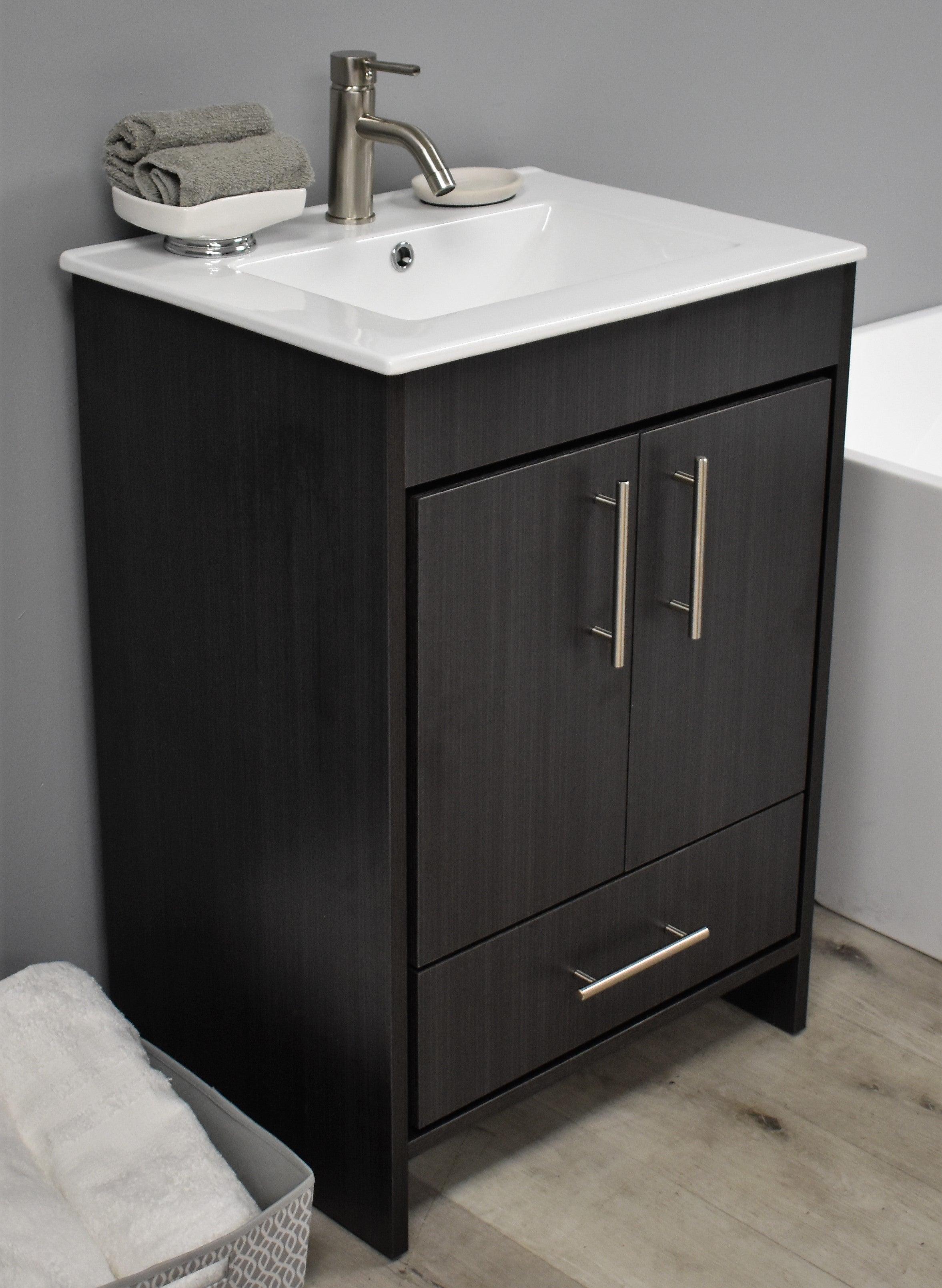 Volpa USA Pacific 24" Modern Black Ash Bathroom Vanity MTD-3124BA-14 AP1