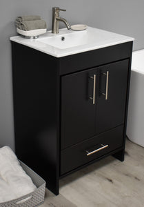 Volpa USA Pacific 24" Modern Black Bathroom Vanity MTD-3124BK-14 AS