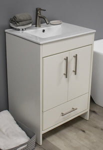 Volpa USA Pacific 24" Modern Soft White Bathroom Vanity MTD-3124W-14 AS!