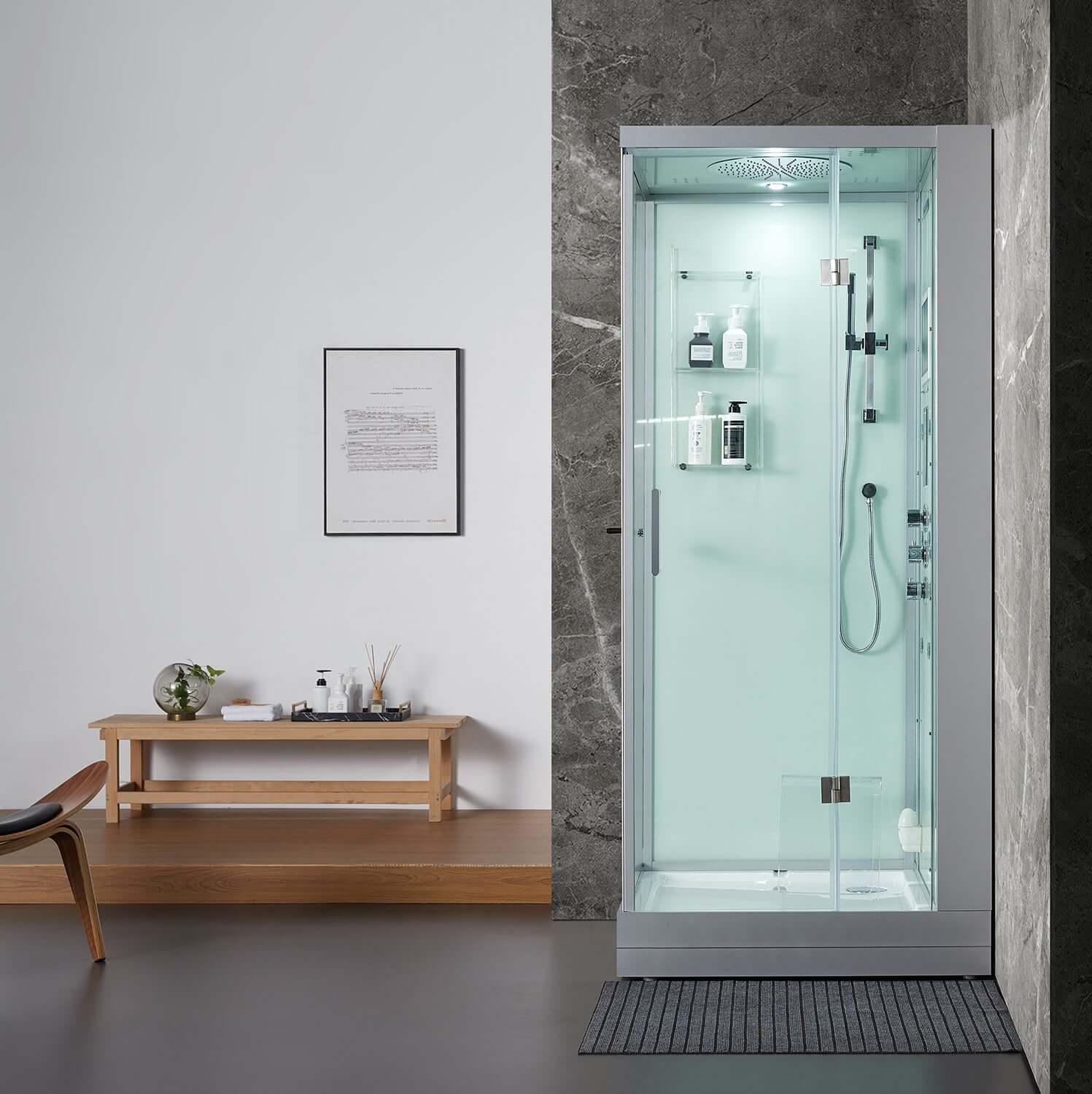 Maya Bath Arezzo Steam Shower 37" x 37- White/Black, Right/Left