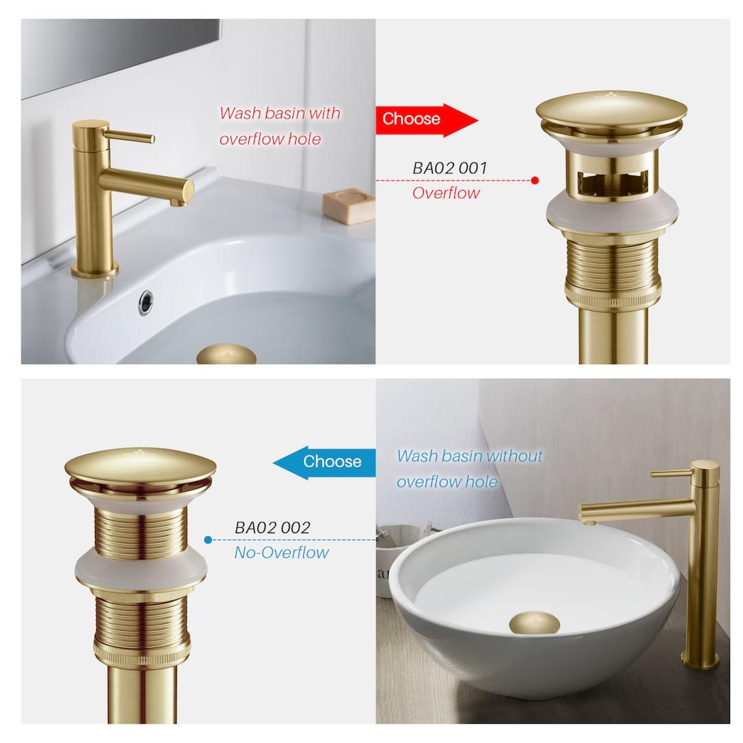 1-1/4"  Brass Pop up with Overflow BA02 001