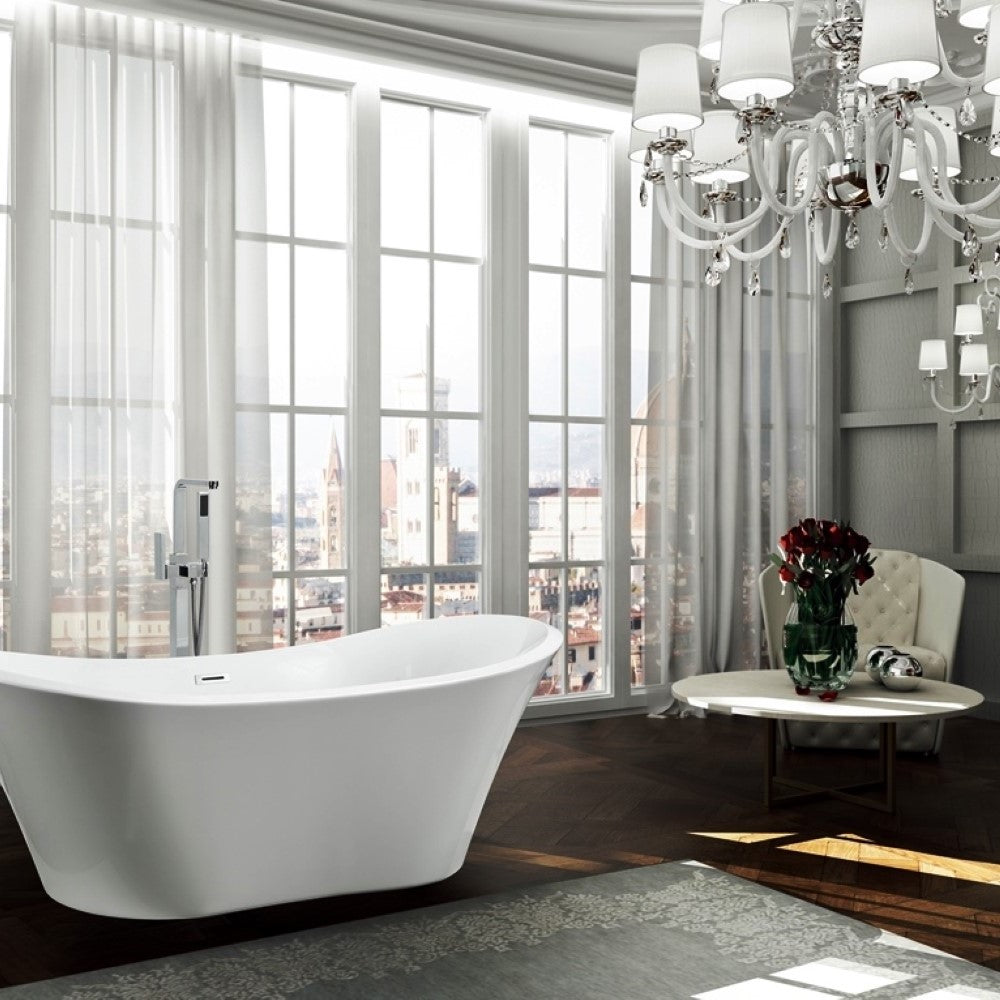 Bellaterra Ancona 71" Freestanding Oval Bathtub in Glossy White BA6518