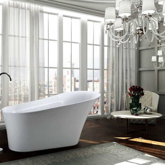 Bellaterra Arezzo 67" Freestanding Oval Bathtub in Glossy White BA6519