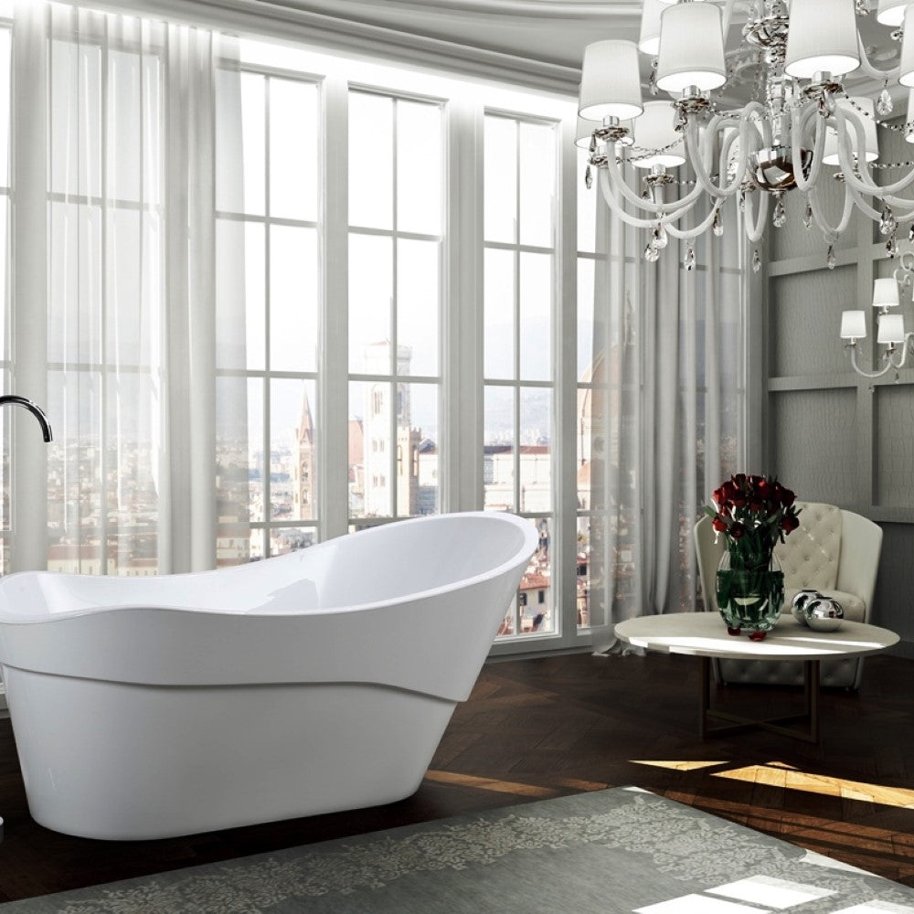 Bellaterra Bari 67 inch Freestanding Oval Bathtub in Glossy White BA6523