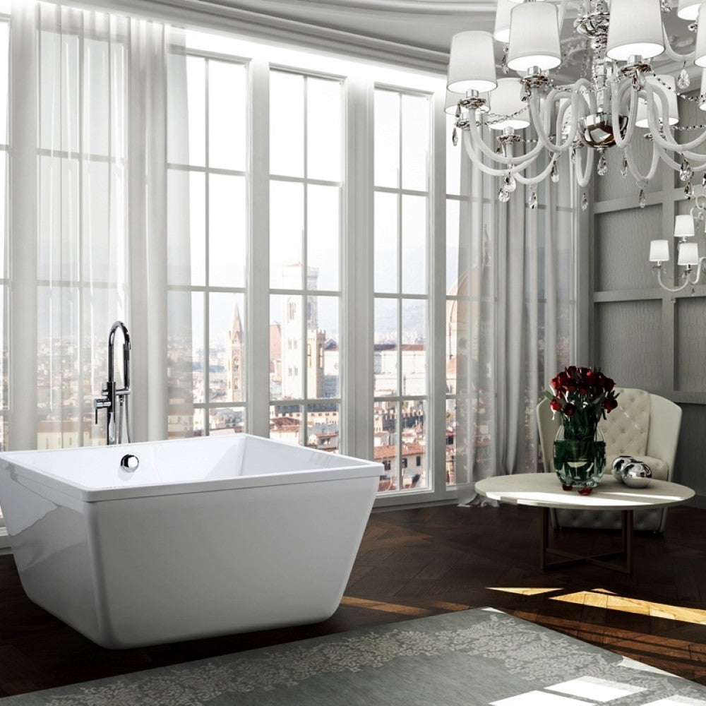 Bellaterra Bologna 47 inch Freestanding Square Bathtub in Glossy White BA6806