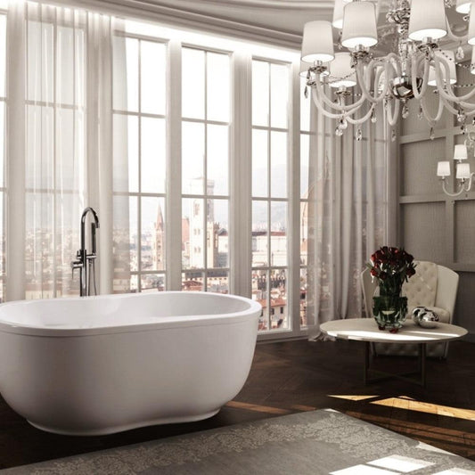 Bellaterra Brescia 65 inch Freestanding Oval Bathtub in Glossy White BA6811