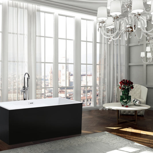 Bellaterra Brindisi 59 inch Freestanding Rectangular Bathtub in Glossy Black BA6813BL