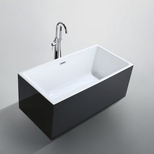 Bellaterra Brindisi 59 inch Freestanding Rectangular Bathtub in Glossy Black BA6813BL