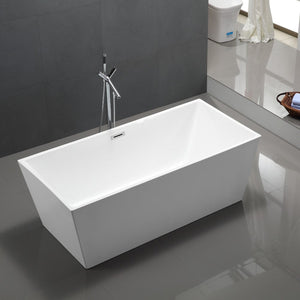 Bellaterra Odessa 67" Freestanding Rectangular Bathtub in Glossy White BA6813