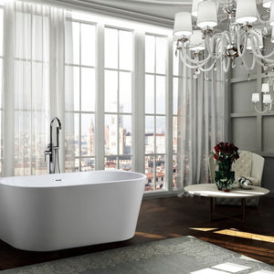 Bellaterra Calabria 59 inch Freestanding Oval Bathtub in Glossy White BA6815B