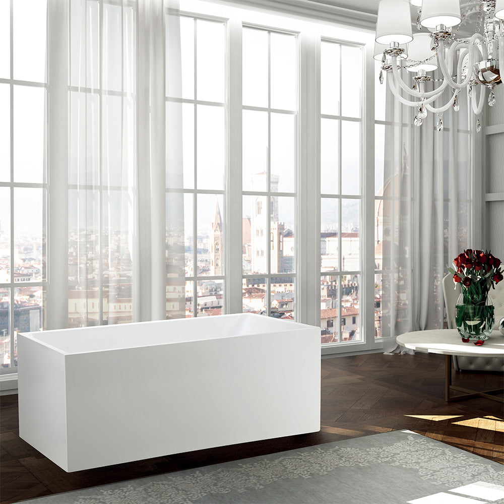 Bellaterra Catania 67 inch Freestanding Rectangular Bathtub in Glossy White BA6816B