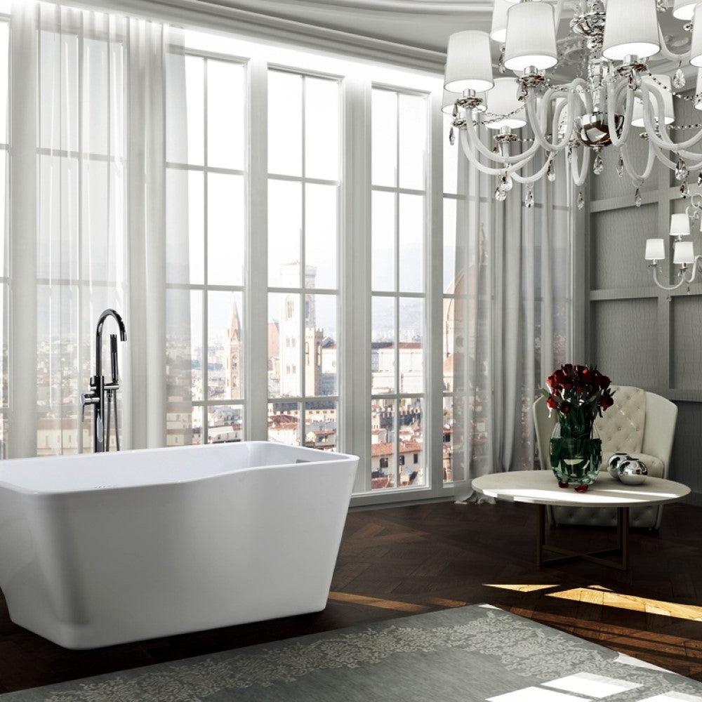 Bellaterra Florence 59 inch Freestanding Rectangular Bathtub in Glossy White BA6818