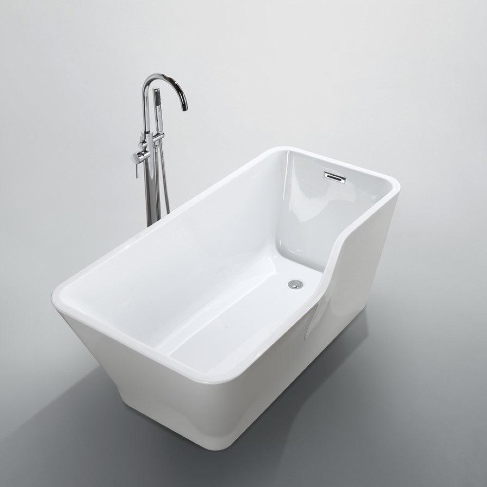Bellaterra Florence 59 inch Freestanding Rectangular Bathtub in Glossy White BA6818