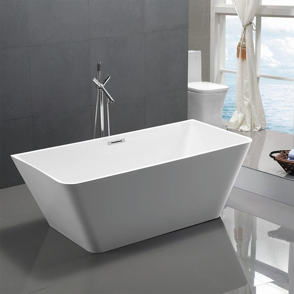 Bellaterra Brussels 67 inch Freestanding Rectangular Bathtub in Glossy White BA6819