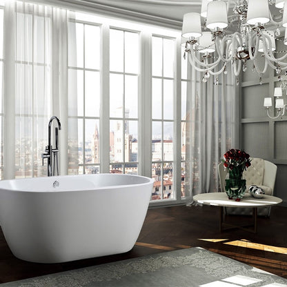 Bellaterra Genoa 59 inch Freestanding Oval Bathtub in Glossy White BA6822