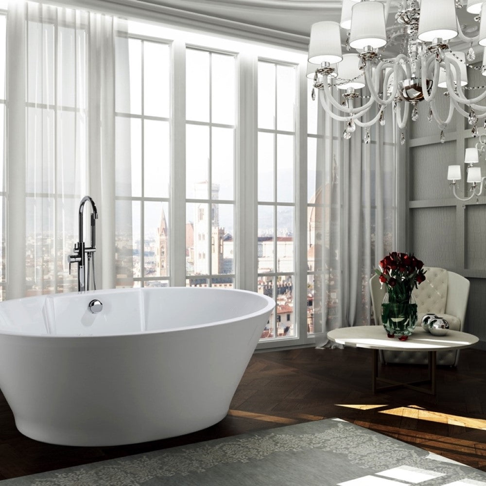 Bellaterra Lecce 67" Freestanding Oval Bathtub in Glossy White BA6823