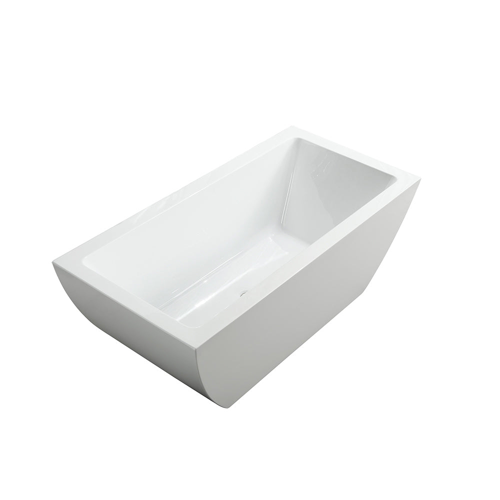 Bellaterra Livorno 59" Freestanding Rectangular Bathtub in Glossy White BA6825