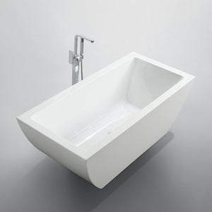 Bellaterra Livorno 59" Freestanding Rectangular Bathtub in Glossy White BA6825
