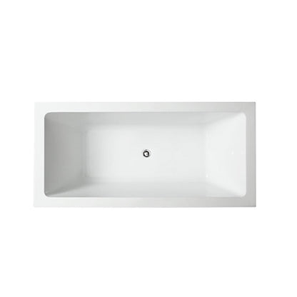 Bellaterra Livorno 59" Freestanding Rectangular Bathtub in Glossy White BA6825