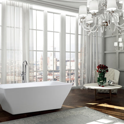 Bellaterra Messina 71" Freestanding Rectangular Bathtub in Glossy White BA6826