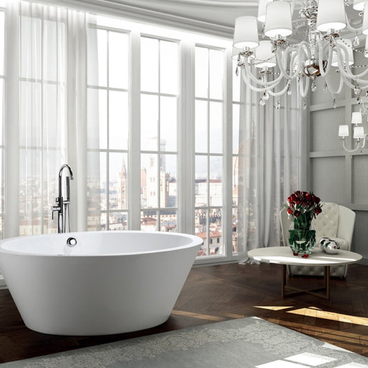 Bellaterra Udine 67" Freestanding Oval Bathtub in Glossy White BA6827