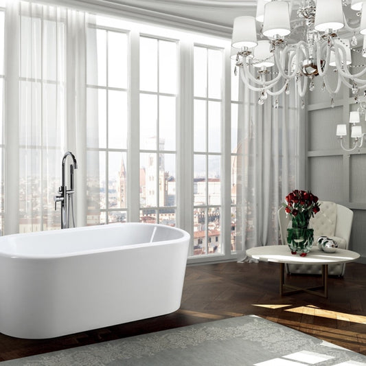 Bellaterra Padua 63" Freestanding Oval Bathtub in Glossy White BA6830