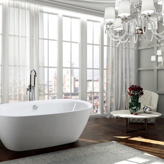 Bellaterra Palermo 67" Freestanding Oval Bathtub in Glossy White BA6831