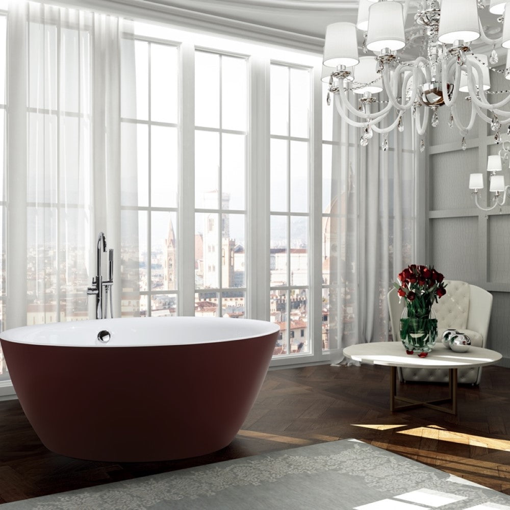 Bellaterra Prato 59" Freestanding Round Bathtub in Glossy Red BA6832RD