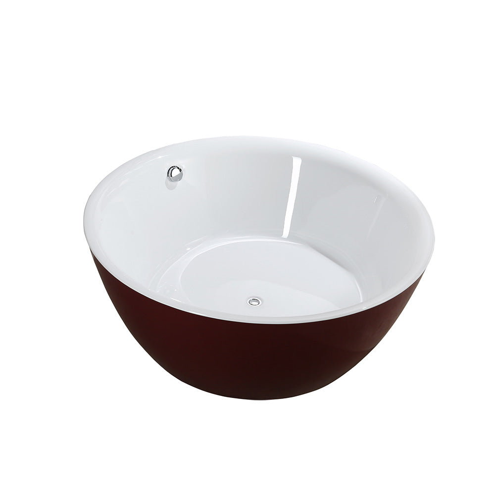 Bellaterra Prato 59" Freestanding Round Bathtub in Glossy Red BA6832RD