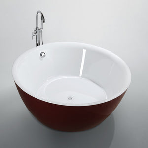 Bellaterra Prato 59" Freestanding Round Bathtub in Glossy Red BA6832RD
