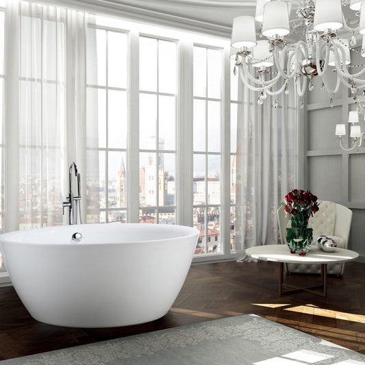 Bellaterra Pescara 59" Freestanding Round Bathtub in Glossy White BA6832