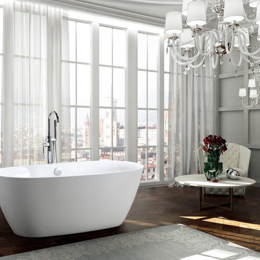 Bellaterra Pisa 63" Freestanding Oval Bathtub in Glossy White BA6833B