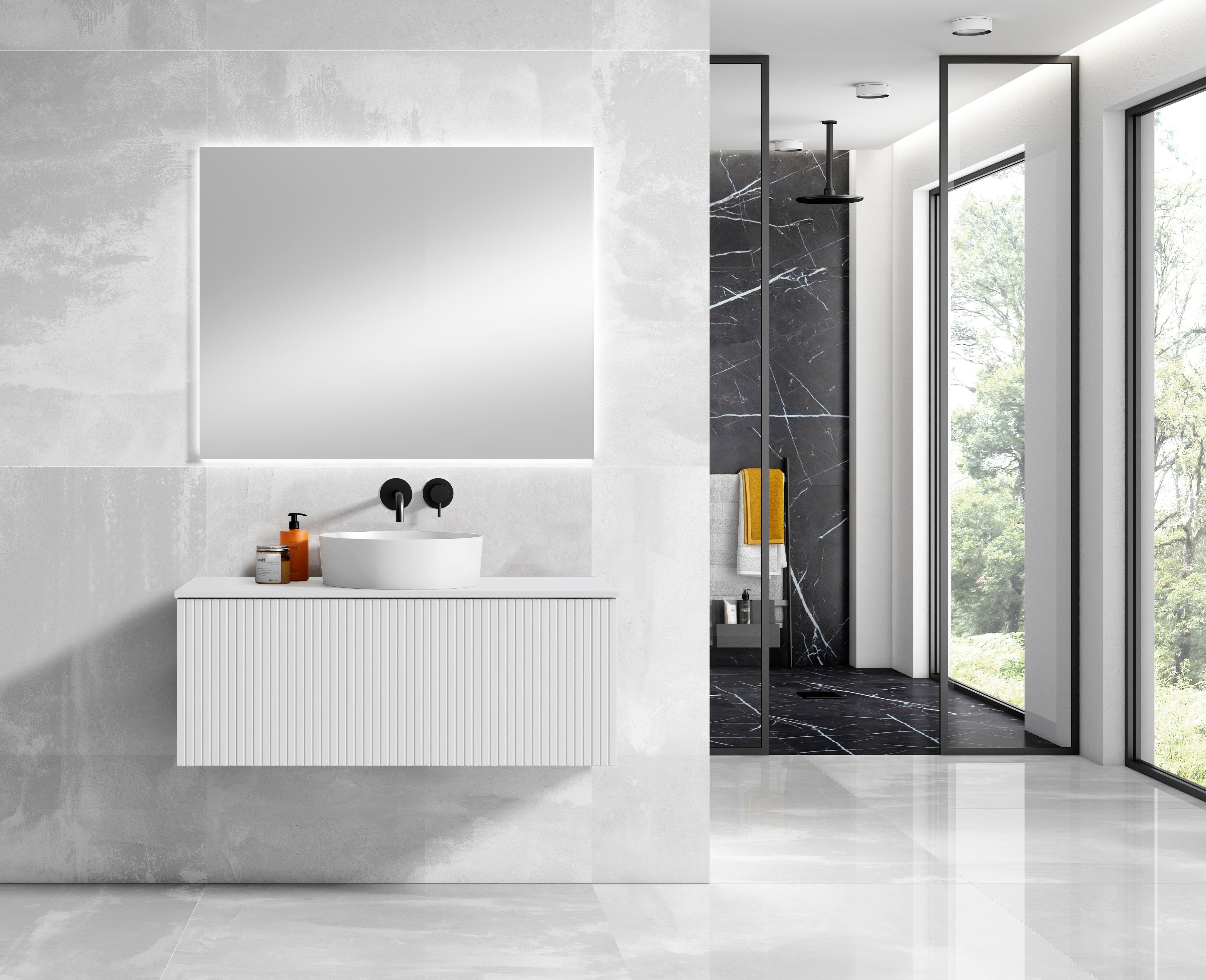 40" Bari Floating Vanity with Matching Top and Vessel SinkCeramic Sink in White, Grey, Green or Navy