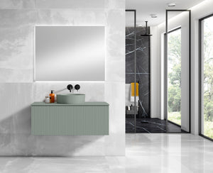 48" Bari Floating Vanity with Matching Top and Vessel SinkCeramic Sink in White, Grey or Green