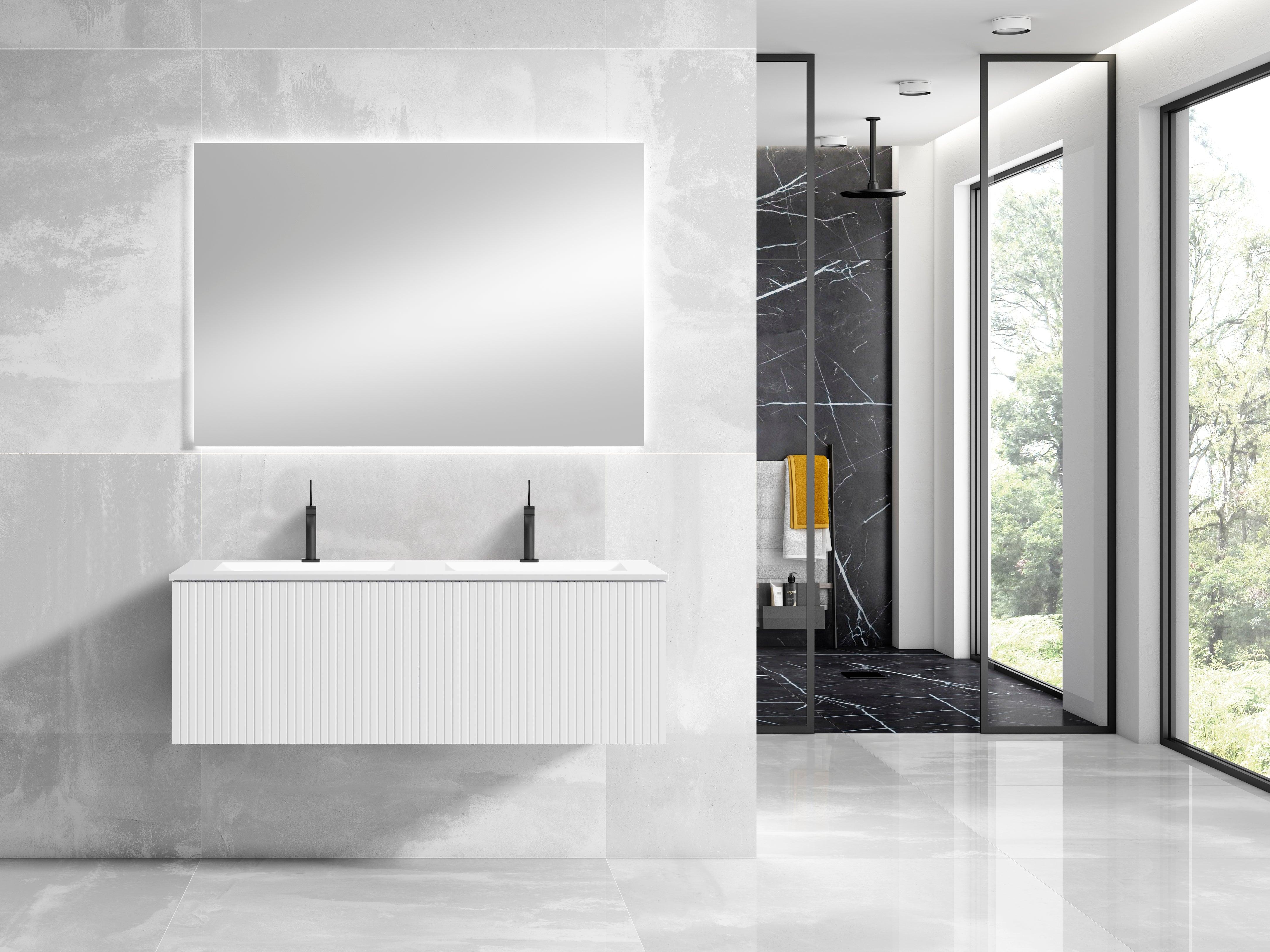 Lucena Bath 48" Bari Floating Vanity with Ceramic Sink in White, Grey, Green or Navy