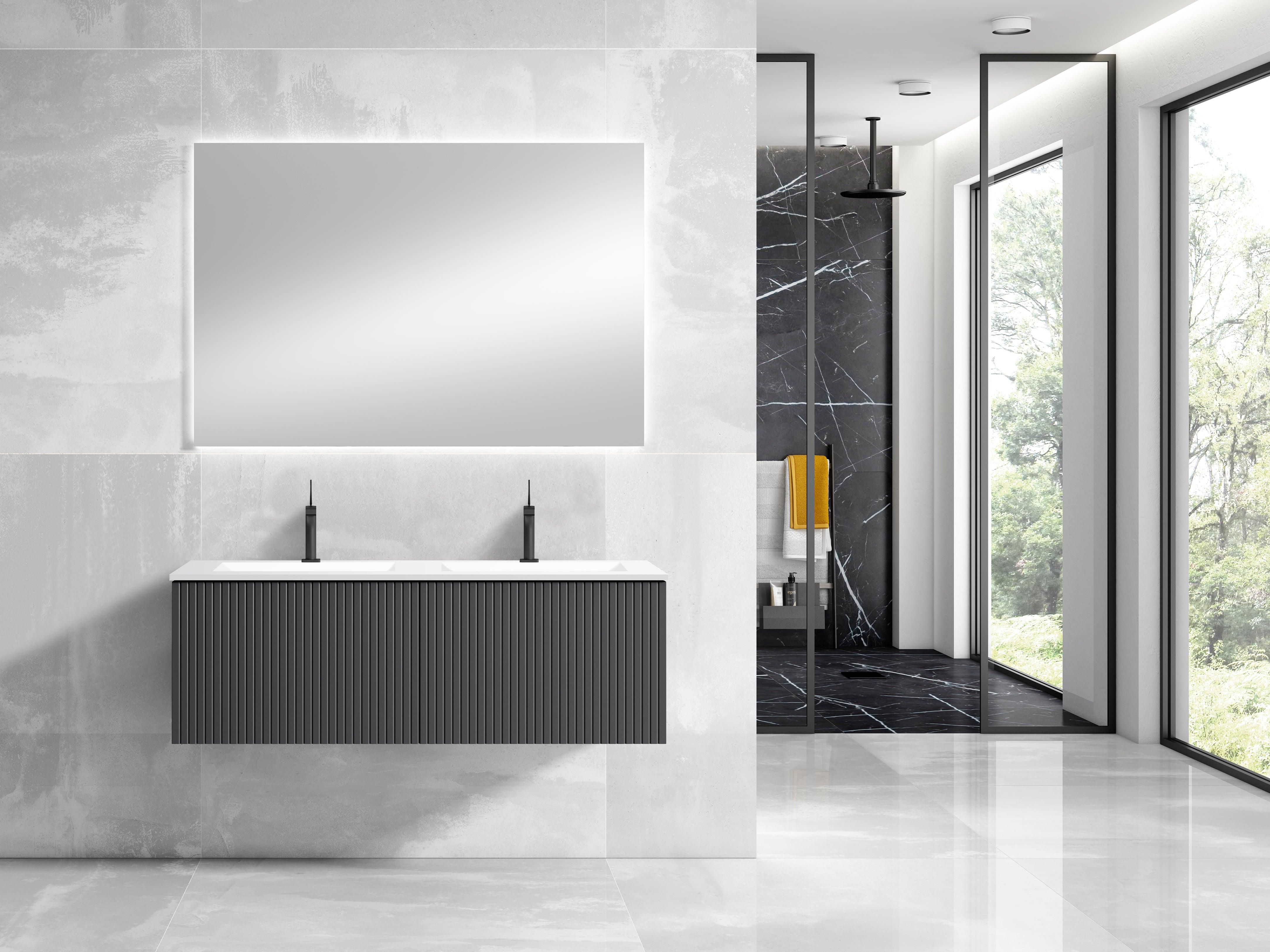 Lucena Bath 40" Bari Floating Vanity with Ceramic Sink in White, Grey, Green or Navy