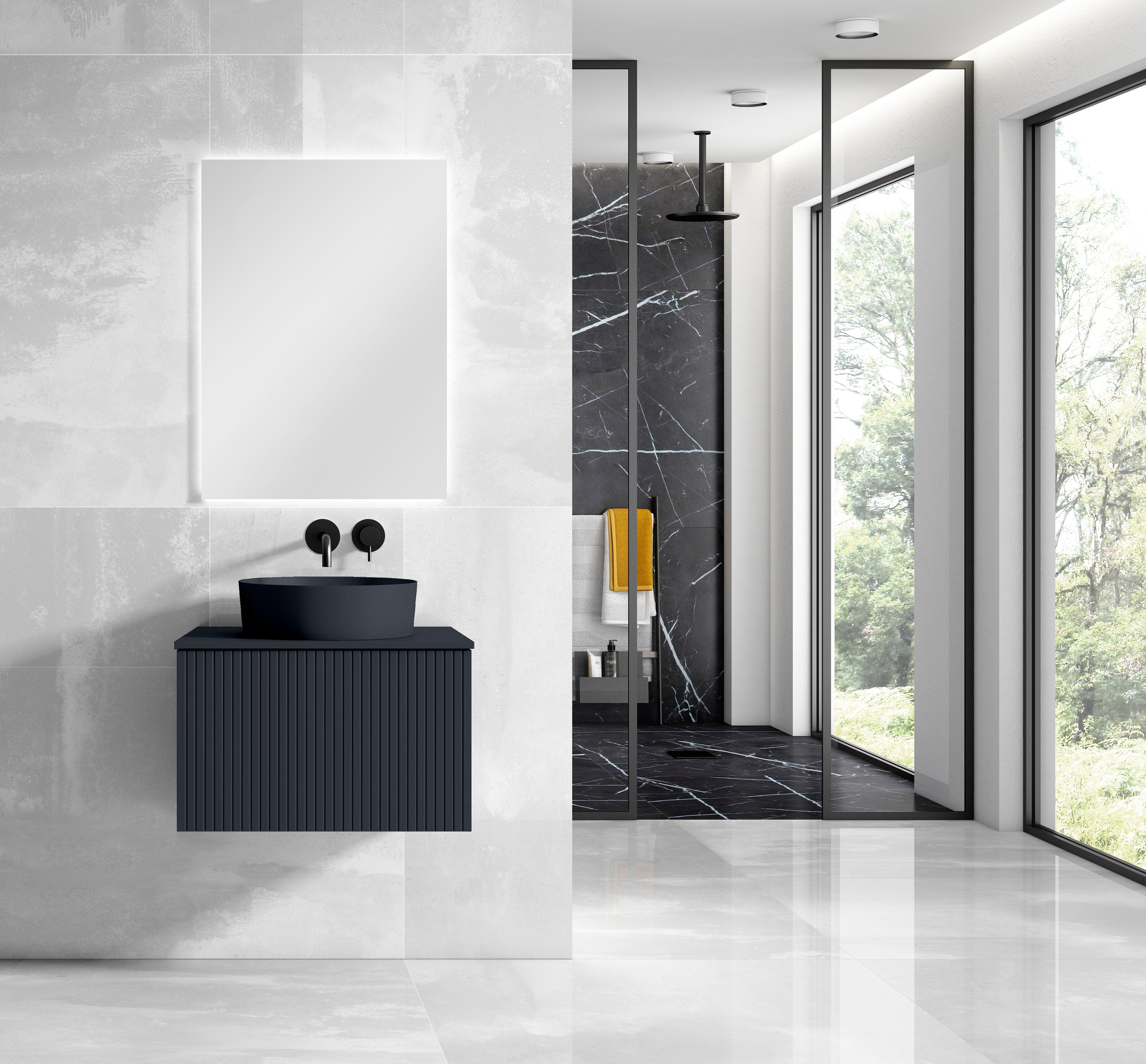 40" Bari Floating Vanity with Matching Top and Vessel SinkCeramic Sink in White, Grey, Green or Navy