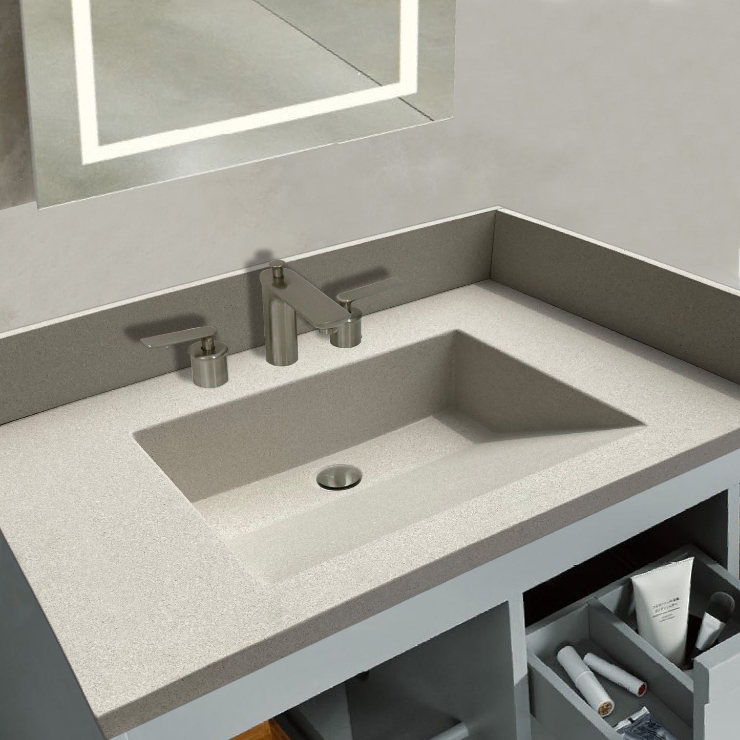 Bellaterra 31 in. Single Concrete Ramp Sink Top CT3122-BL-DG-WH