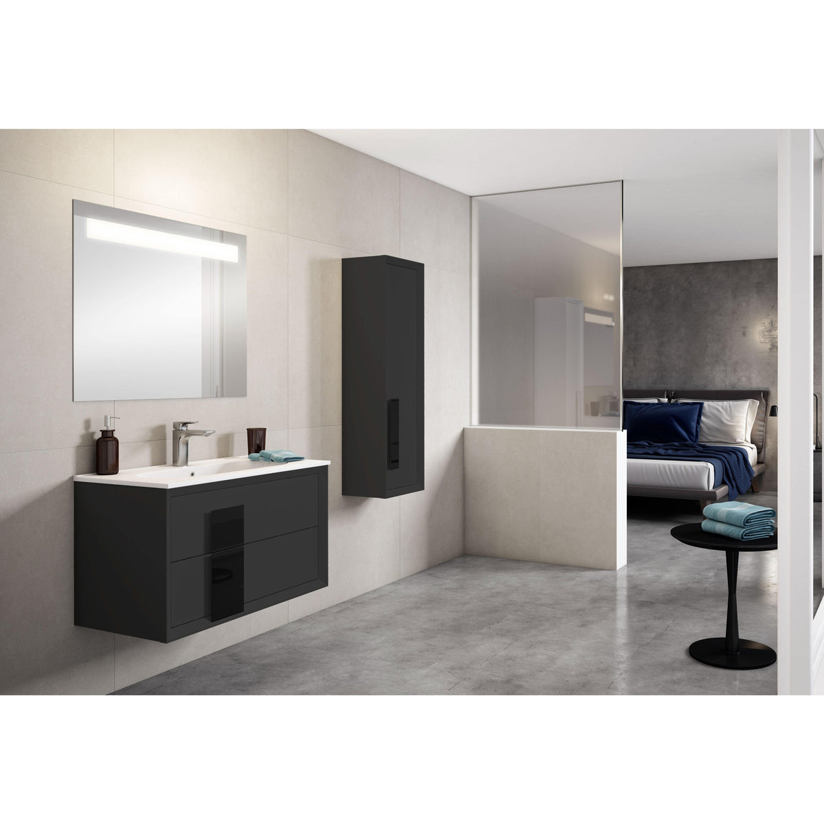 Lucena Bath 80" Décor Cristal Vanity in White, Black, Grey, White and Black or White and Grey - The Bath Vanities