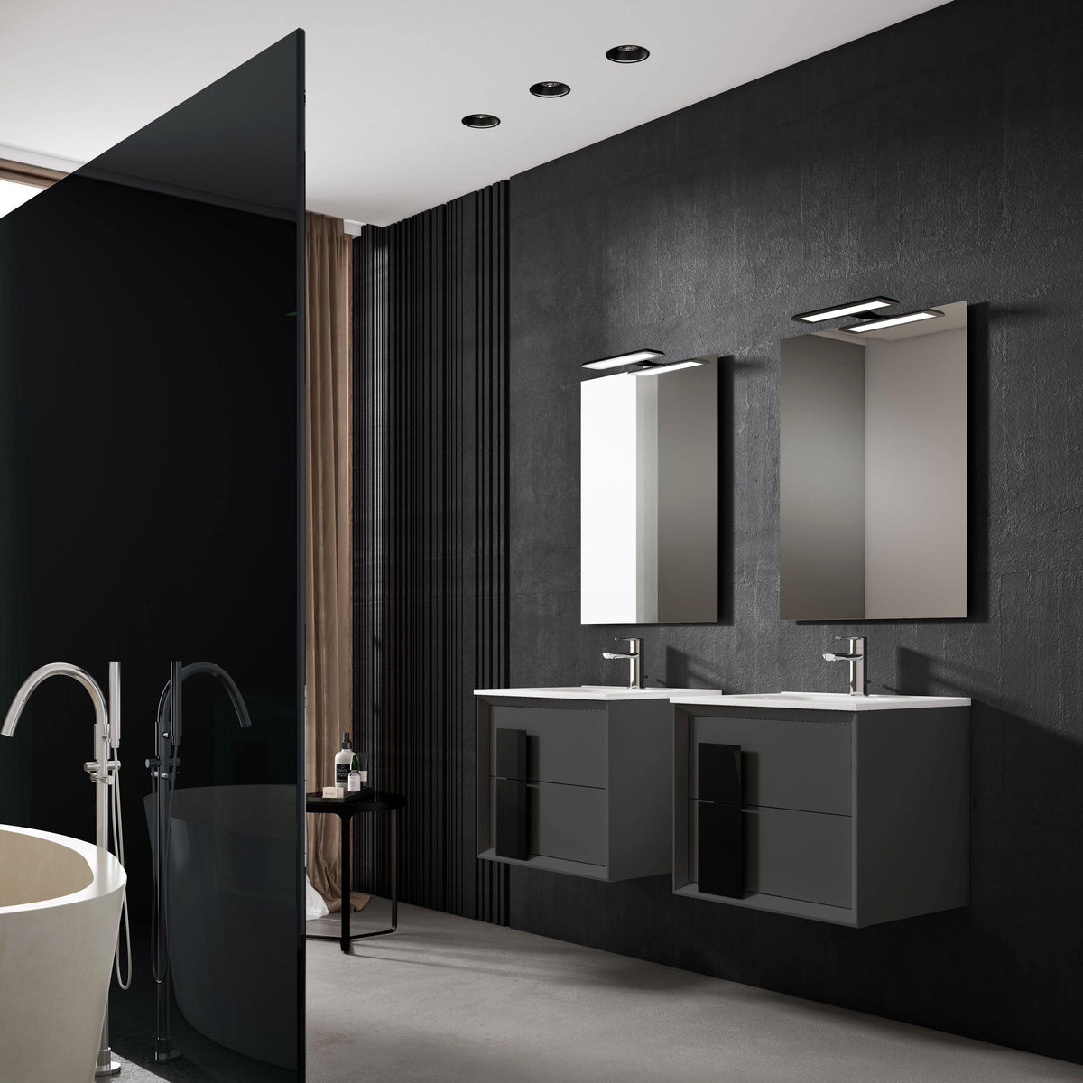 Lucena Bath 48" Décor Cristal Vanity in White, Black, Grey, White and Black or White and Grey - The Bath Vanities