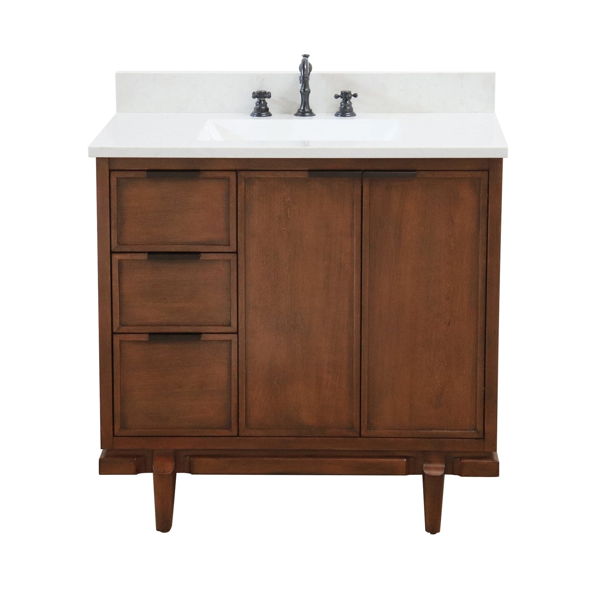 37 in. Single Sink Dark CherryVanity Engineered Quartz Top, Matte Black Hardware