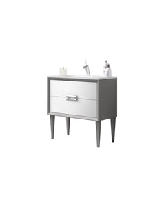 Lucena Bath 32" Décor Tirador Freestanding Vanity in White, Black, Gray or White and Silver. - The Bath Vanities