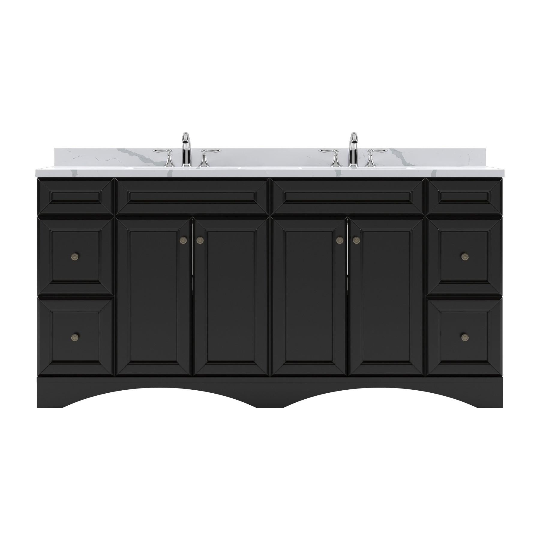 ED-25072-CCRO-ES Espresso Talisa 72" Double Bath Vanity Set with Calacatta Quartz Top & Oval Centered Basin