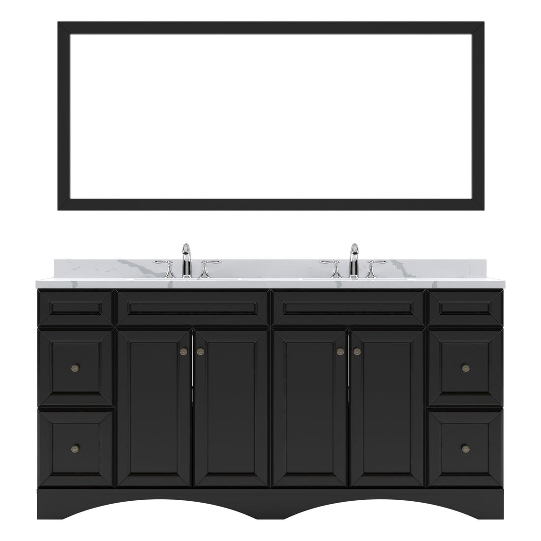 ED-25072-CCRO-ES Espresso Talisa 72" Double Bath Vanity Set with Calacatta Quartz Top & Oval Centered Basin, Mirror