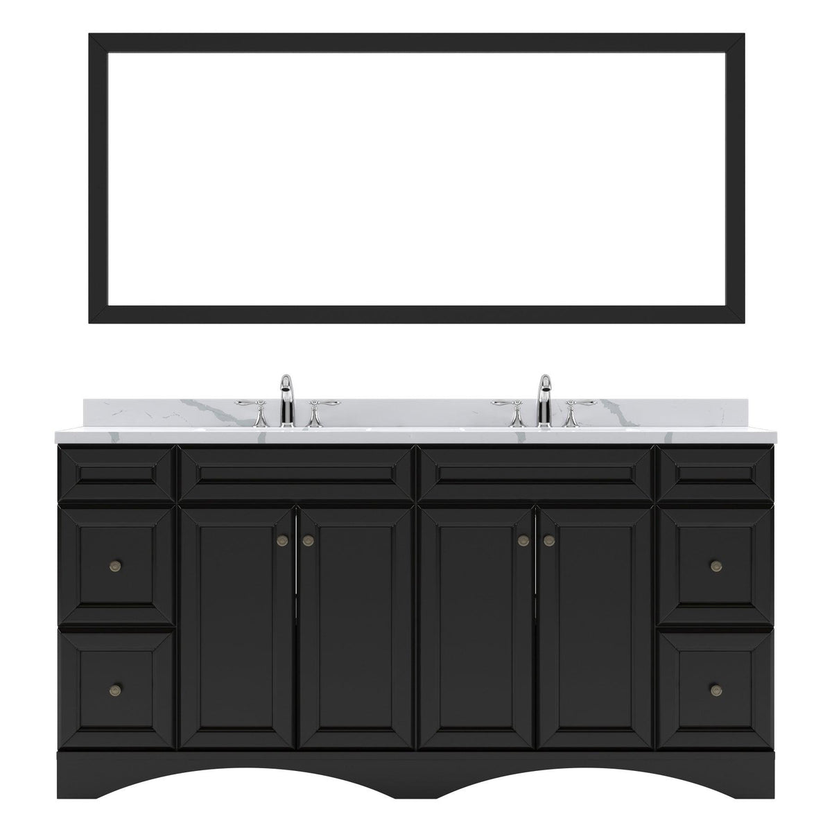 ED-25072-CCRO-ES Espresso Talisa 72" Double Bath Vanity Set with Calacatta Quartz Top & Oval Centered Basin, Mirror