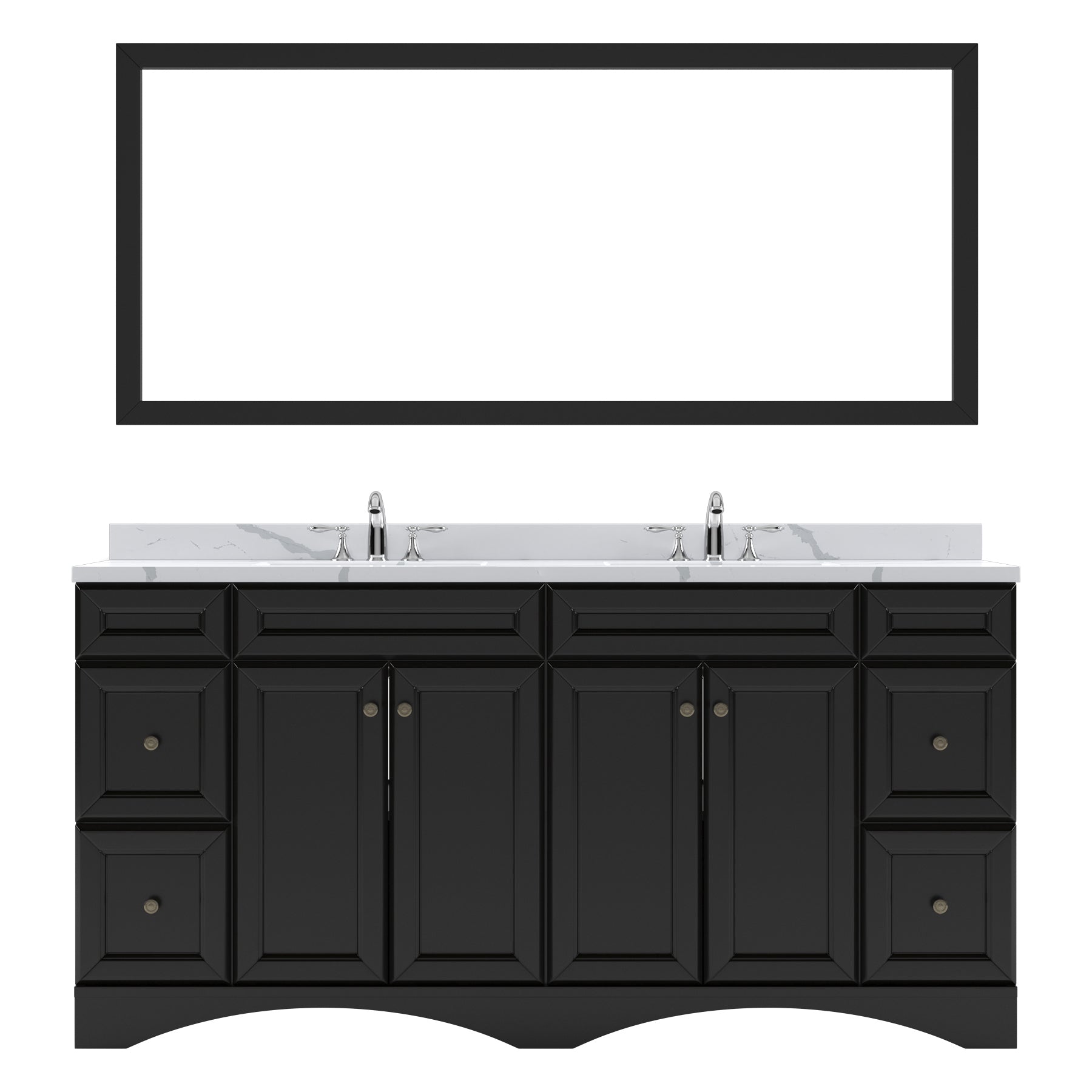 ED-25072-CCRO-ES Espresso Talisa 72" Double Bath Vanity Set with Calacatta Quartz Top & Oval Centered Basin, Mirror