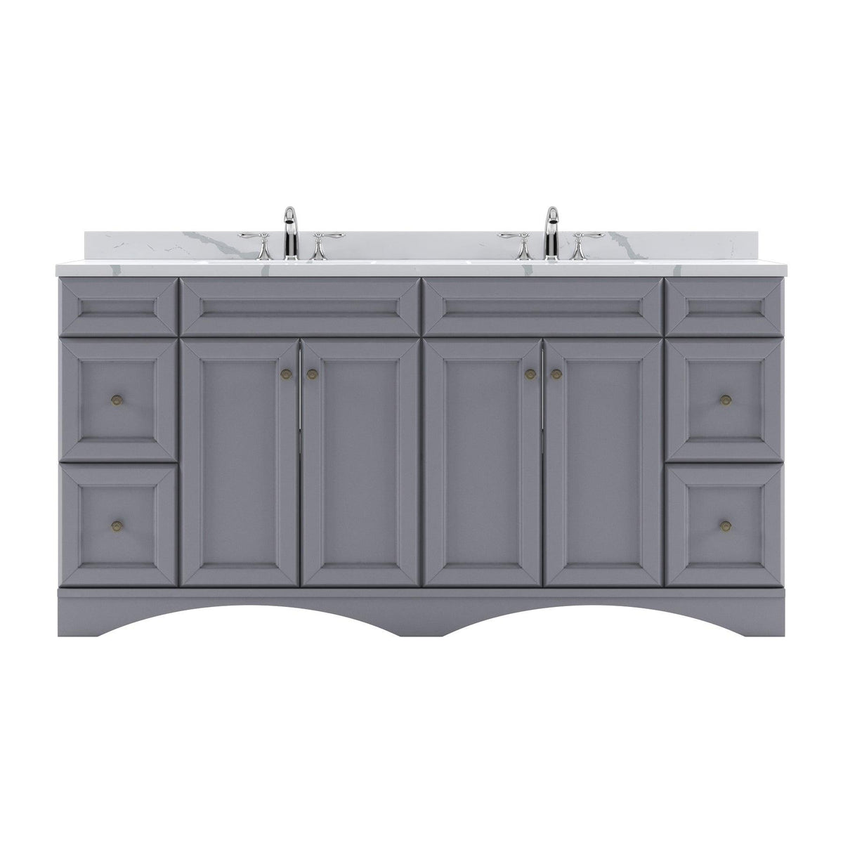 ED-25072-CCRO-GR Gray Talisa 72" Double Bath Vanity Set with Calacatta Quartz Top & Oval Centered Basin